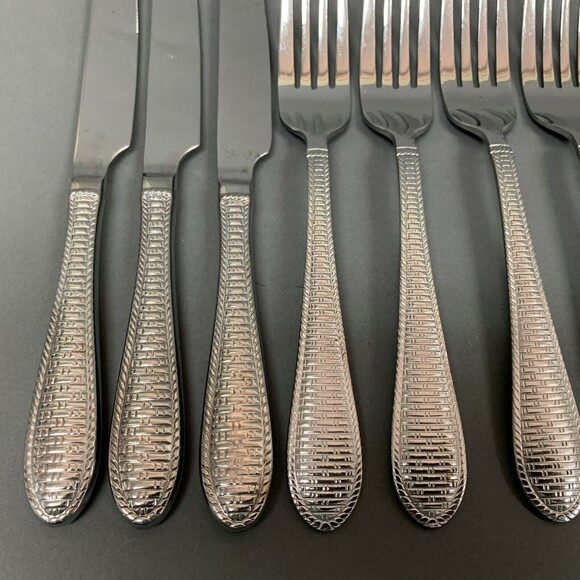 Home Target Weave Pattern Stainless Steel Knives Forks Spoon Lot of 10 - Picture 3 of 8